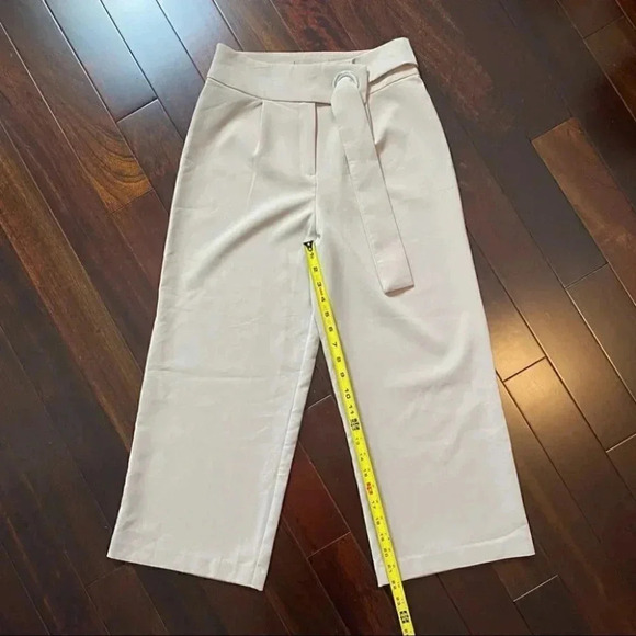 Dynamite High Rise Wide Leg Cropped Trouser Pants Tan Beige  XS NWT - Picture 11 of 15